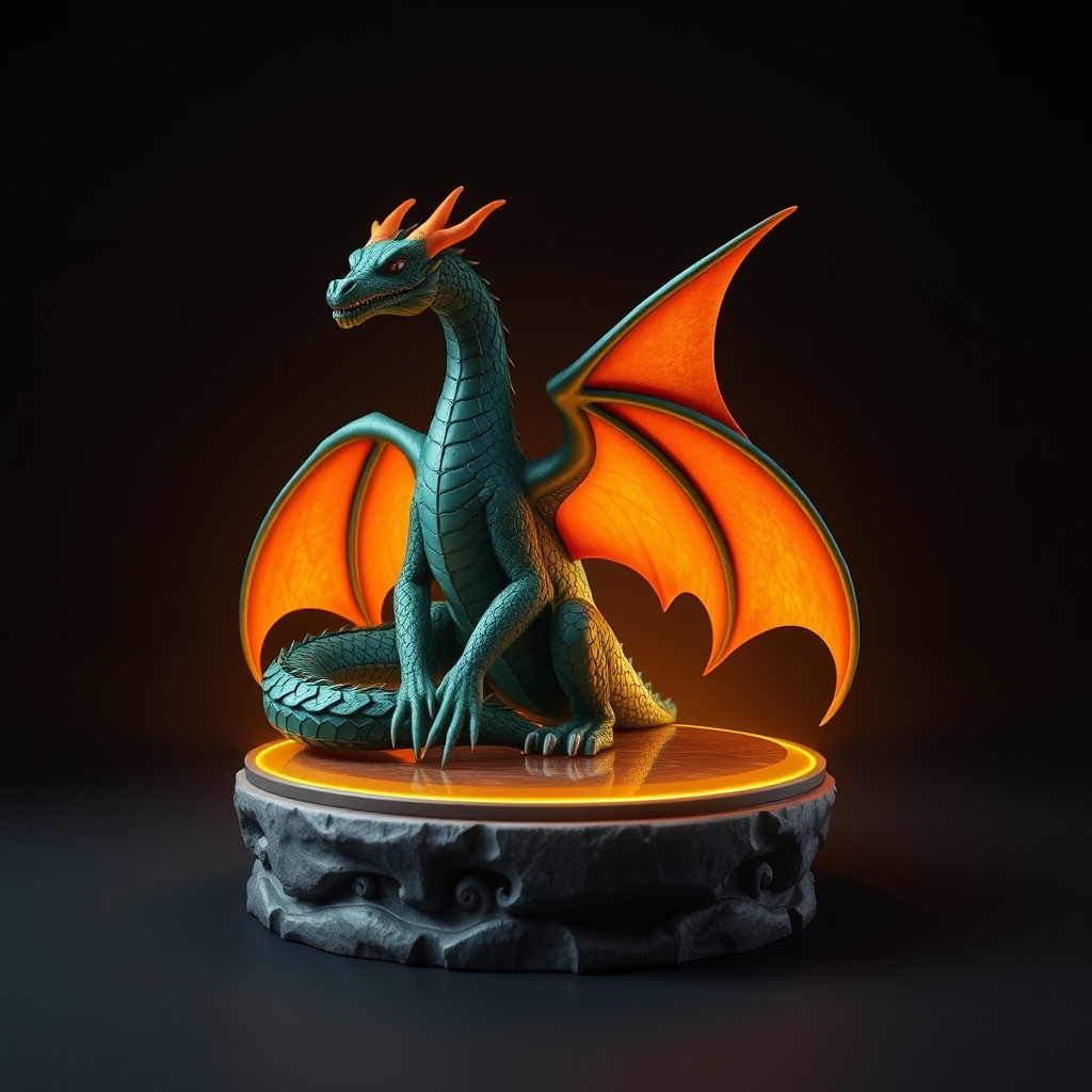 Ejemplo de modelo 3D generado con Polarys — dragón coleccionable